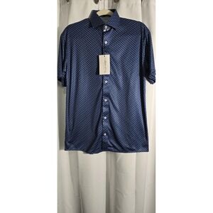Collars and Co Semi-Spread Collar Polo Los Cabos Blue Star Small‎ Button Up NWT